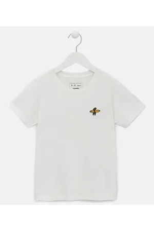 Fuzarka Camiseta Infantil com Bordado de Urso de Prancha - Tam 5 a 14 anos