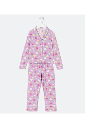 Fuzarka Pijama Americano Infantil em Viscolycra com Estampa de Corações - Tam 4 a 14 anos