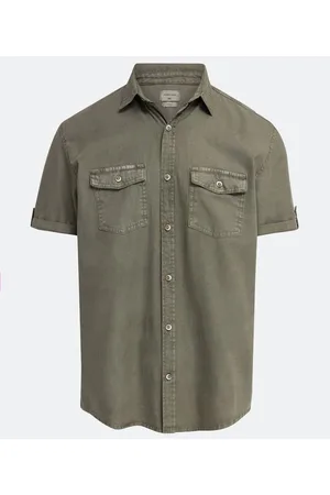 Marfinno Camisa em Oxford Manga Curta com Bolsos
