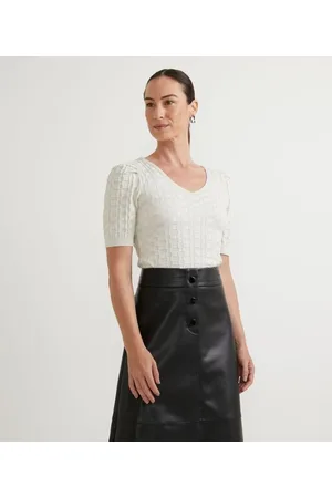 Cortelle Blusa em Tricô Texturizada com Decote V