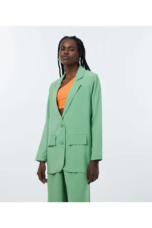 Blue Steel Blazer Alongado Alfaiataria com Botões e Bolsos