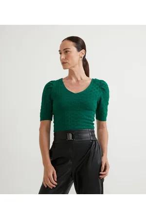 Cortelle Blusa em Tricô Texturizada com Decote V