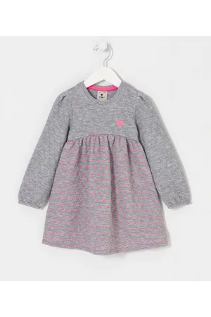 Póim (1 a 5 anos) Vestido Infantil em Viscose Matelassê com Estampa de Corações - Tam 1 a 5 anos