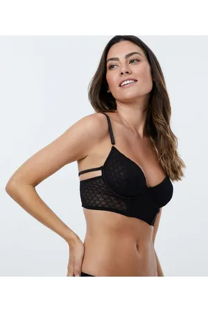 Love & Toast Sutiã Alongado em Tule com Estampa de Corações e Tiras