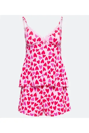 Love & Toast Pijama Short Doll em Microfibra com Estampa de Corações