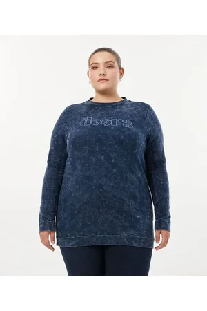 Ashua Curve e Plus Size Blusa Alongada em Moletom com Estampa The Doors