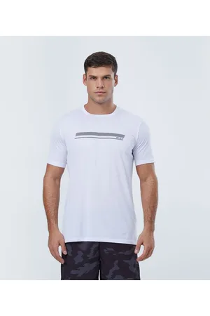 Get Over Camiseta Esportiva Manga Curta com Estampa Retangular em Listras
