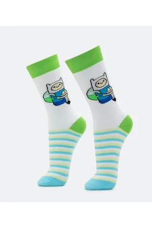 Adventure Time Meia Cano Alto em Algodão com Estampa Finn