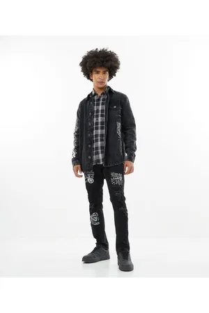 Blue Steel Calça Jeans Skinny com Patchs