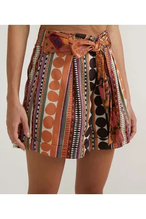 Blue Steel Short em Tricoline com Estampa Étnica e Cinto Faixa