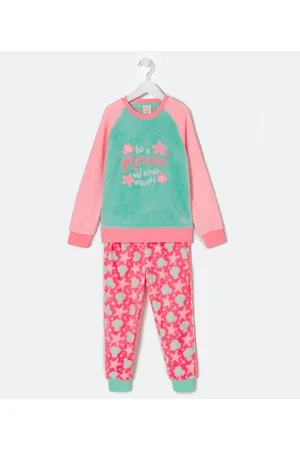 Cubus Pijama Longo Infantil em Fleece com Bordado Mermaid - Tam 5 a 14 anos
