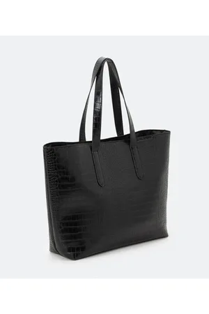 Satinato Bolsa Shopper com Textura Croco