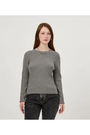 Blue Steel Blusa Básica em Viscose Canelada com Fenda na Lateral