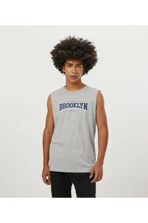 Blue Steel Regata em Meia Malha com Lettering Brooklyn