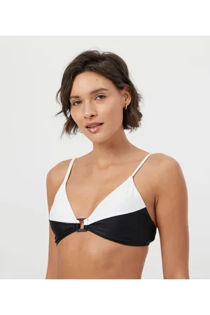 Bossa Nossa Biquíni Top Triângulo Fixo em Poliamida Color Block com Aviamento
