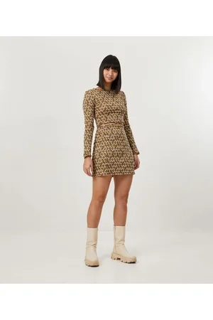 Blue Steel Saia Curta em Malha Jacquard com Mini Fenda