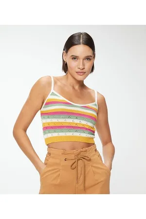 Blue Steel Blusa Regata em Tricô com Listras Coloridas