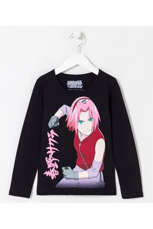 Naruto Camiseta Infantil com Estampa de Sakura - Tam 5 a 14 anos
