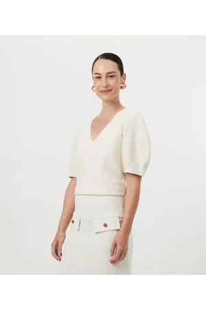 Cortelle Blusa Manga Curta com Efeito Tweed