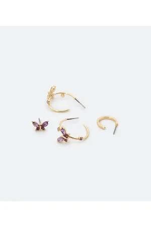 Cubus Kit 02 Pares de Brincos com Argola Bold e Borboleta de Cristal