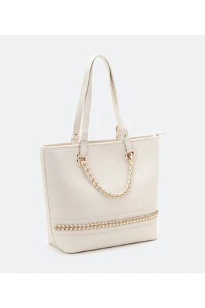 Satinato Bolsa Shopper com Alça de Ombro e Detalhes de Corrente