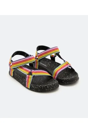 Fuzarka Sandália Rasteira Infantil com Tiras Coloridas - Tam 28/29 ao 34/35