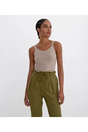 Blue Steel Blusa Cropped em Tricô com Detalhes Vazados