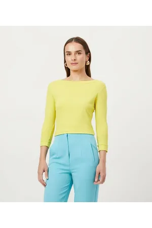 Cortelle Blusa em Viscose Canelada com Manga Longa e Gola Canoa