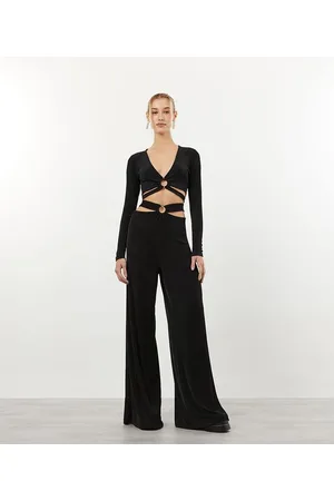Blue Steel Calça Pantalona em Jersey com Argola no Cós