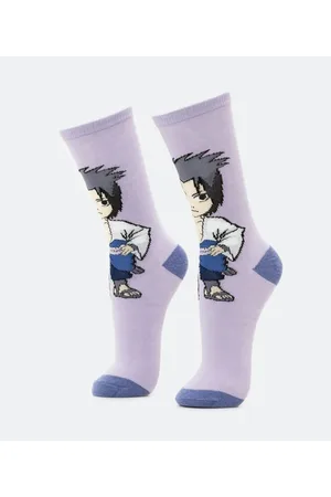 Naruto Meia Cano Longo em Algodão com Estampa do Sasuke