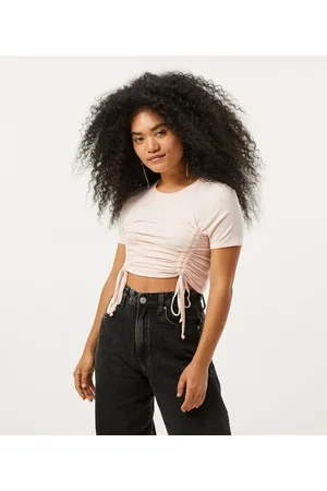 Blue Steel Blusa em Ribana com Puxadinhos Frontais e Manga Curta