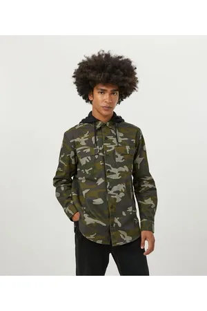 Blue Steel Camisa Manga Longa com Capuz e Estampa Camuflada