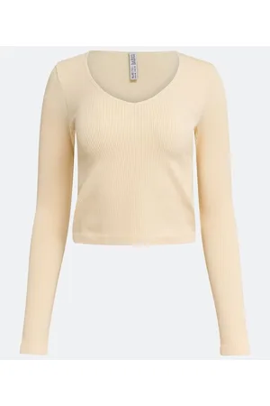 Blue Steel Blusa em Poliamida com Manga Longa em Textura Canelada e Sem Costura