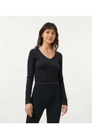 Blue Steel Blusa em Poliamida com Manga Longa em Textura Canelada e Sem Costura