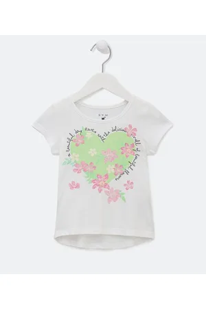 Póim (1 a 5 anos) Blusa Infantil com Estampa de Corações e Flores - Tam 1 a 5 anos