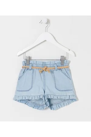 Póim (1 a 5 anos) Short Infantil em Jeans com Cintinho - Tam 1 a 5 anos
