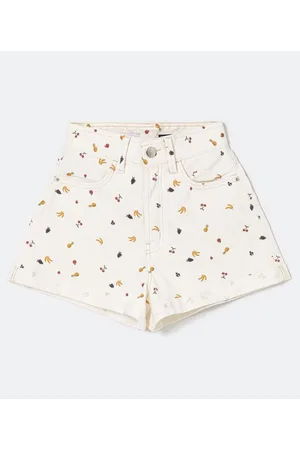 Blue Steel Short Mom em Sarja com Estampa de Frutinhas