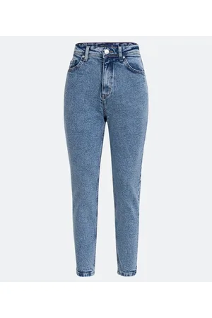Blue Steel Calça Mom em Jeans Estonado com 05 Bolsos