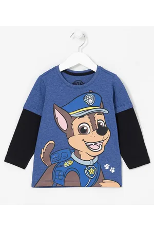 Paw Patrol Camiseta Infantil Sobreposta Estampa Chase Patrulha Canina - Tam 1 a 5 anos