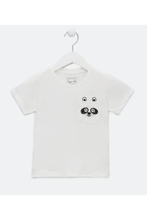 Póim (1 a 5 anos) Camiseta Infantil com Bolsinho Estampa de Panda - Tam 1 a 5 anos