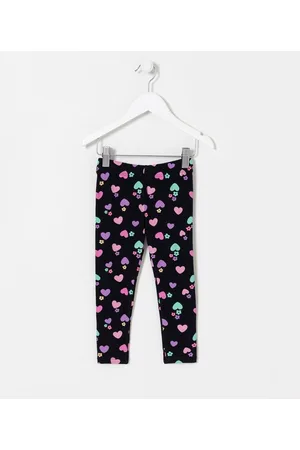 Póim (1 a 5 anos) Calça Legging Infantil com Estampa de Corações - Tam 1 a 5 anos