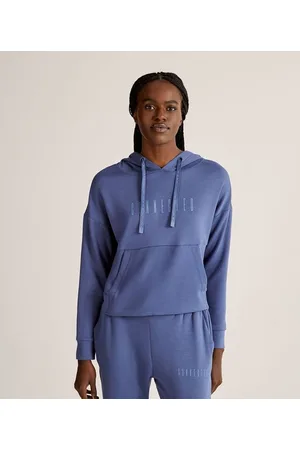 Get Over Blusão Fechado Esportivo em Modal com Lettering e Bolso Canguru