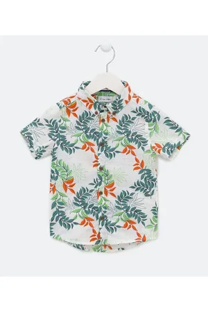 Fuzarka Camisa Infantil com Estampa de Folhagem - Tam 1 a 5 anos