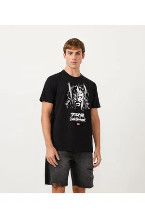 Thor Camiseta Meia Malha com Estampa Love and Thunder