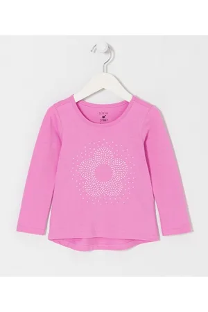 Póim (1 a 5 anos) Blusa Infantil com Flor de Strass - Tam 1 a 5 anos