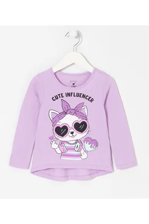 Póim (1 a 5 anos) Blusa Infantil com Estampa de Gatinha Estilosa - Tam 1 a 5 anos
