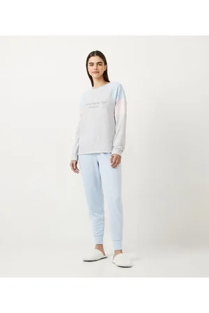 Love & Toast Pijama Longo em Moletom com Bordado de Lettering e Recortes