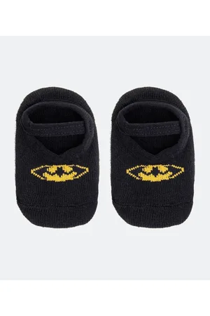 Teddy Boom Meia Sapatilha Infantil Atoalhada Estampa de Batman - Tam 0 a 12 meses