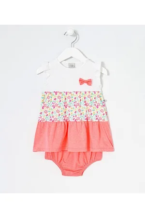 Teddy Boom Vestido Infantil Estampa Floral Neon com Calcinha - Tam 0 a 18 meses
