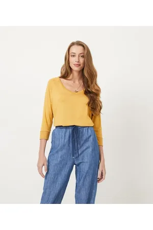 Marfinno Blusa Básica em Viscose com Manga 3/4